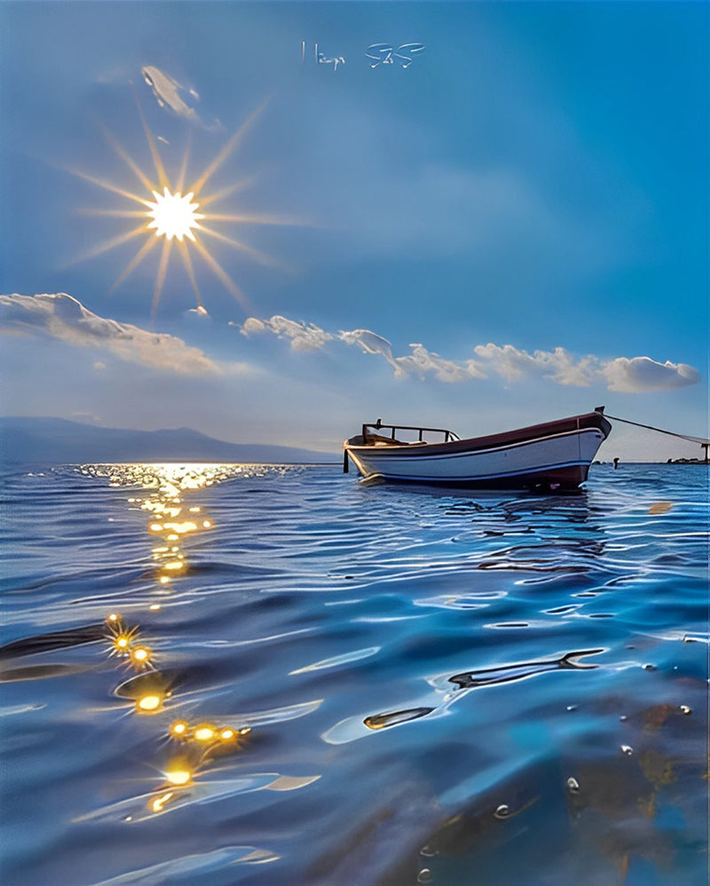 Small Boat at Sea Diamond Painting
