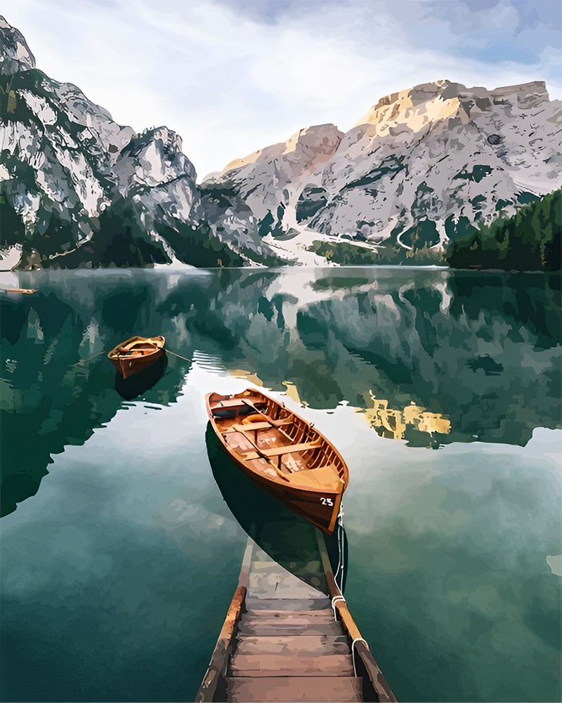 Boats and Lake Diamond Painting