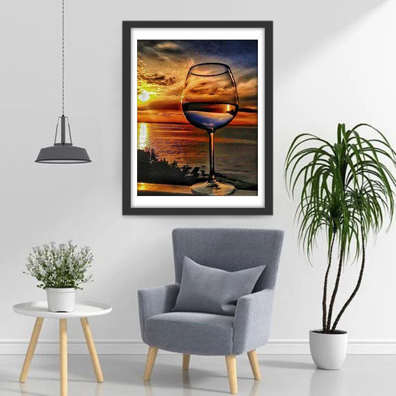 Sea and Wine Glass Landscape Diamond Painting