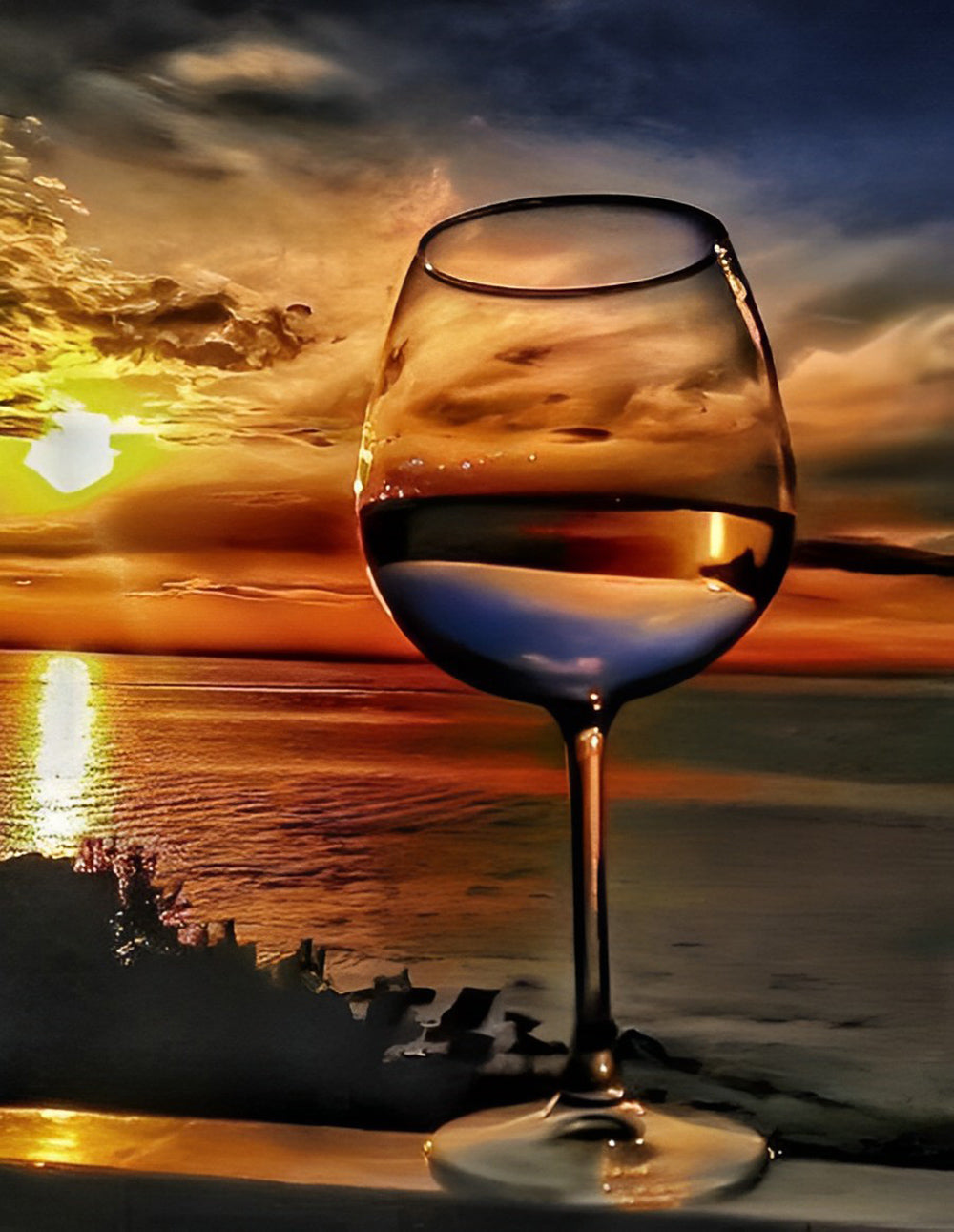 Sea and Wine Glass Landscape Diamond Painting