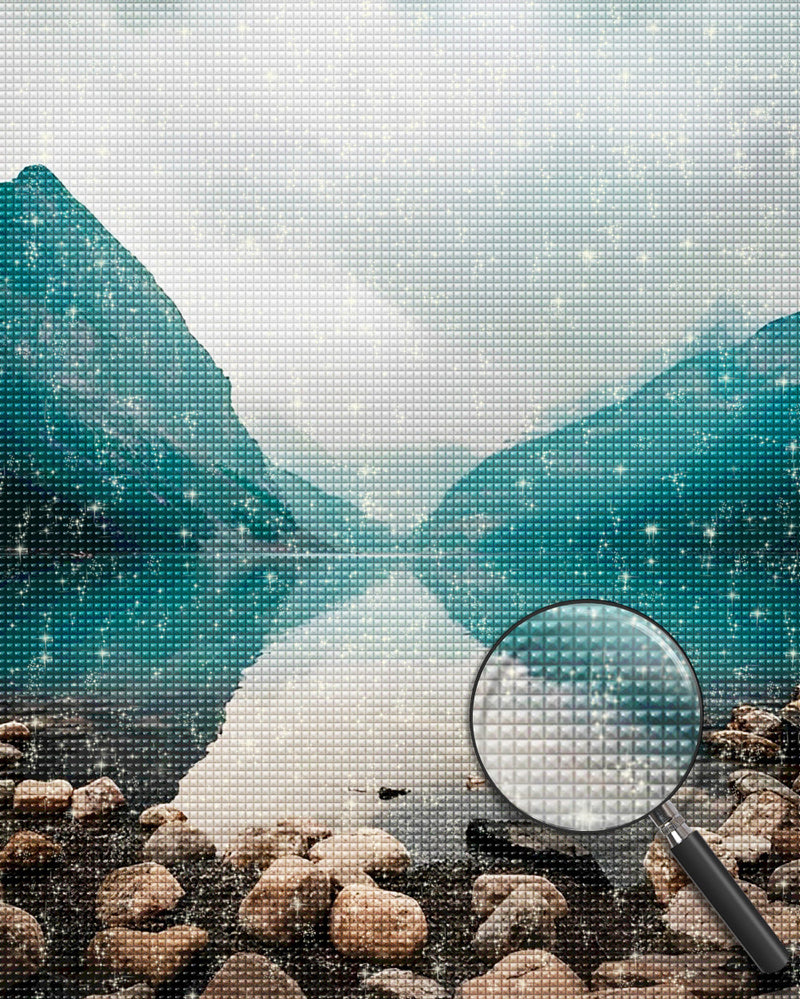 Lake and Green Mountains Diamond Painting