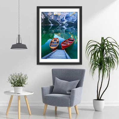 Lake and Boats Diamond Painting