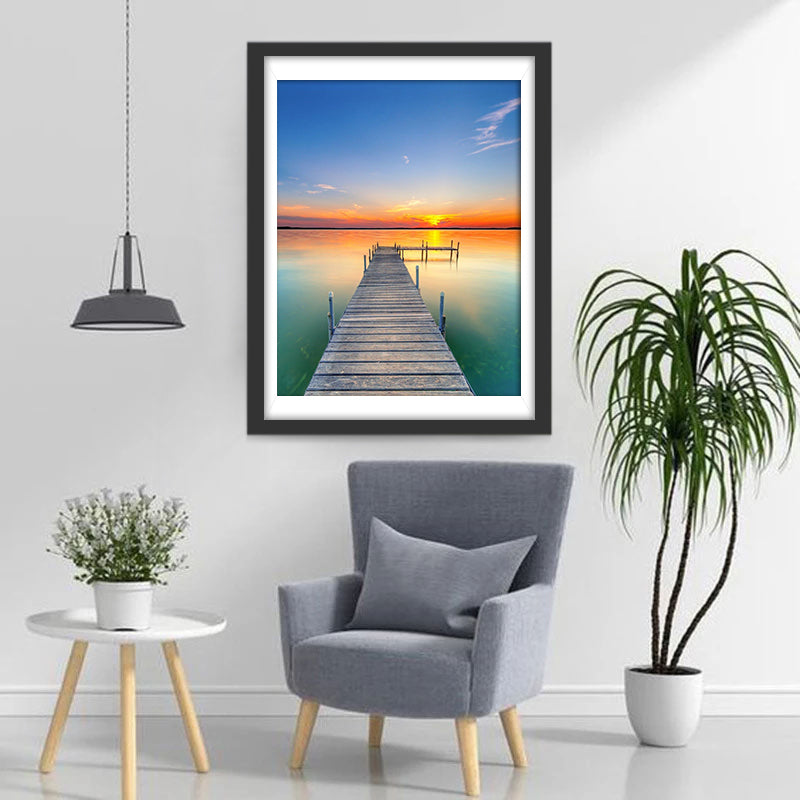 Wooden Bridge Over Sea Diamond Painting