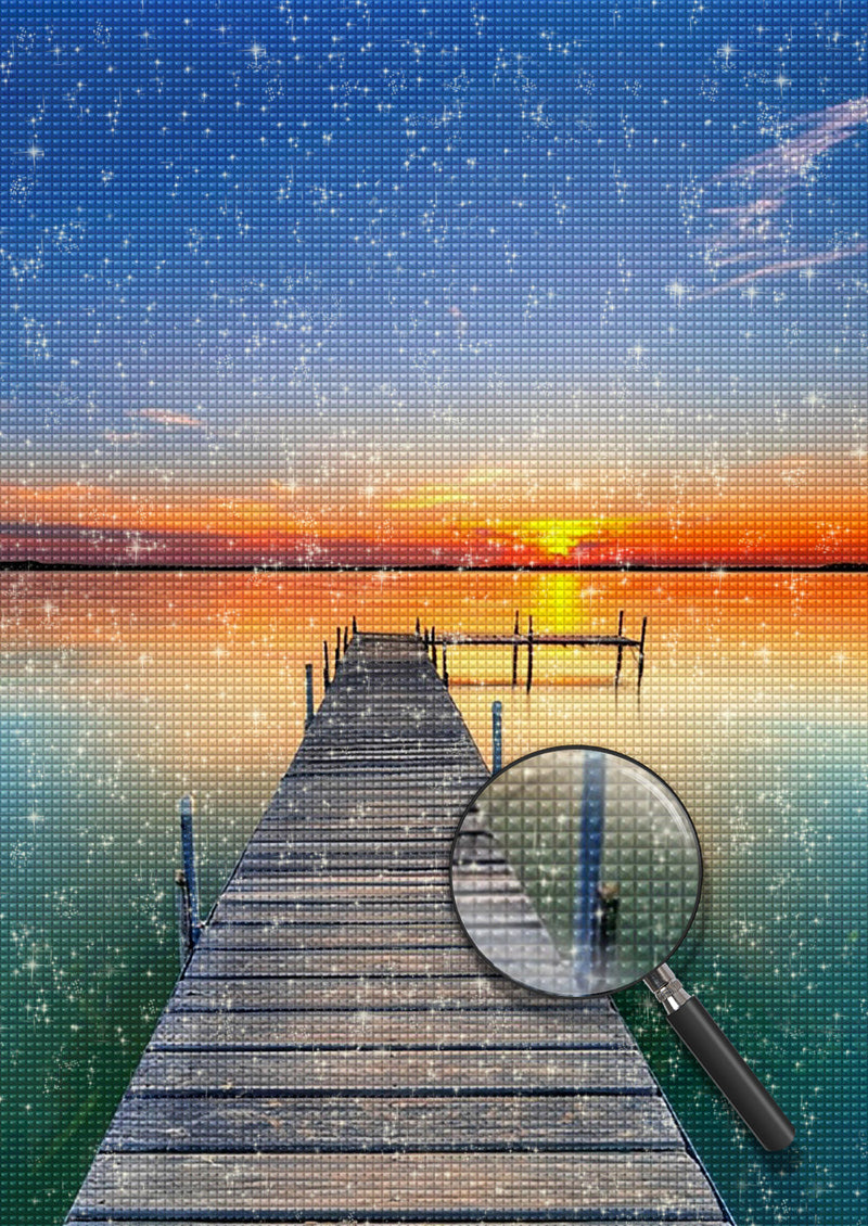Wooden Bridge Over Sea Diamond Painting