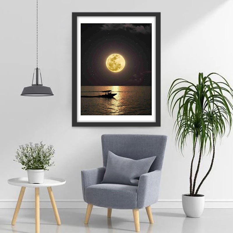 Sea and Moon at Night Diamond Painting