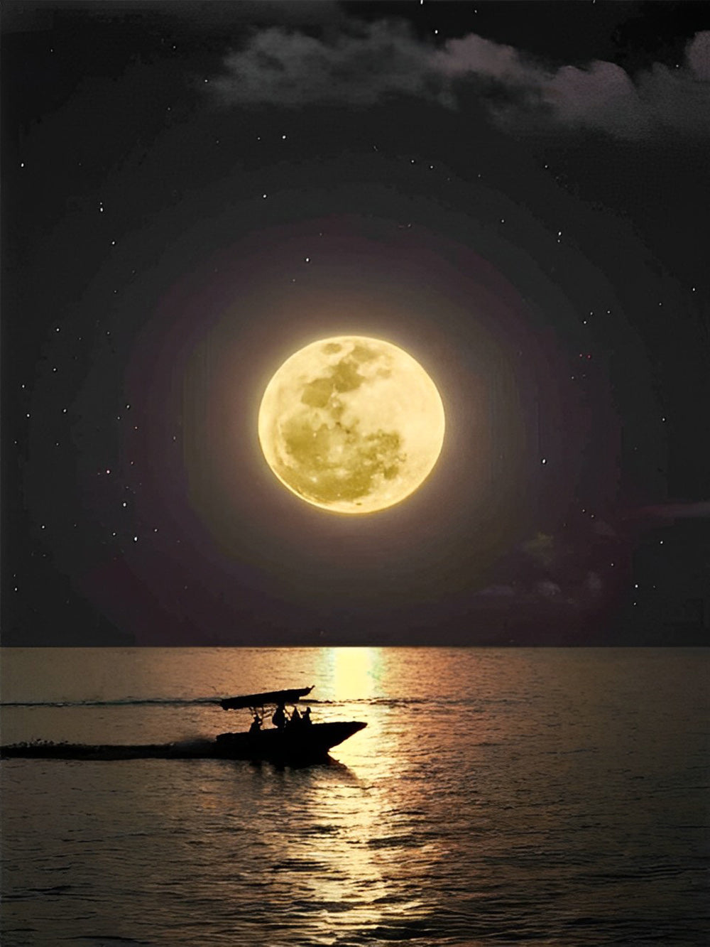 Sea and Moon at Night Diamond Painting