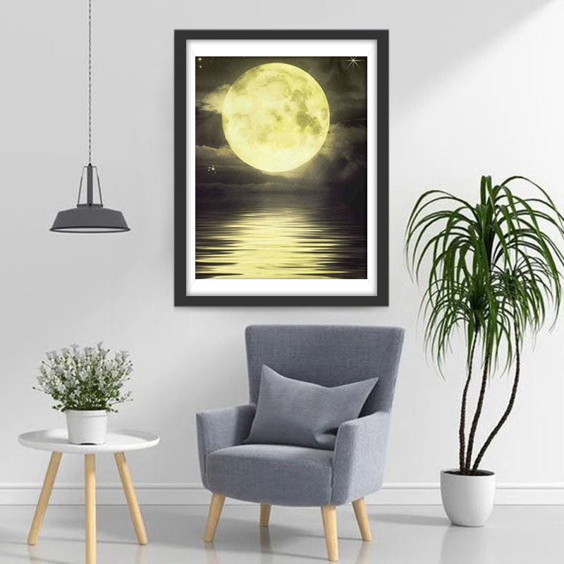 Moon and its Reflection in the Sea Diamond Painting