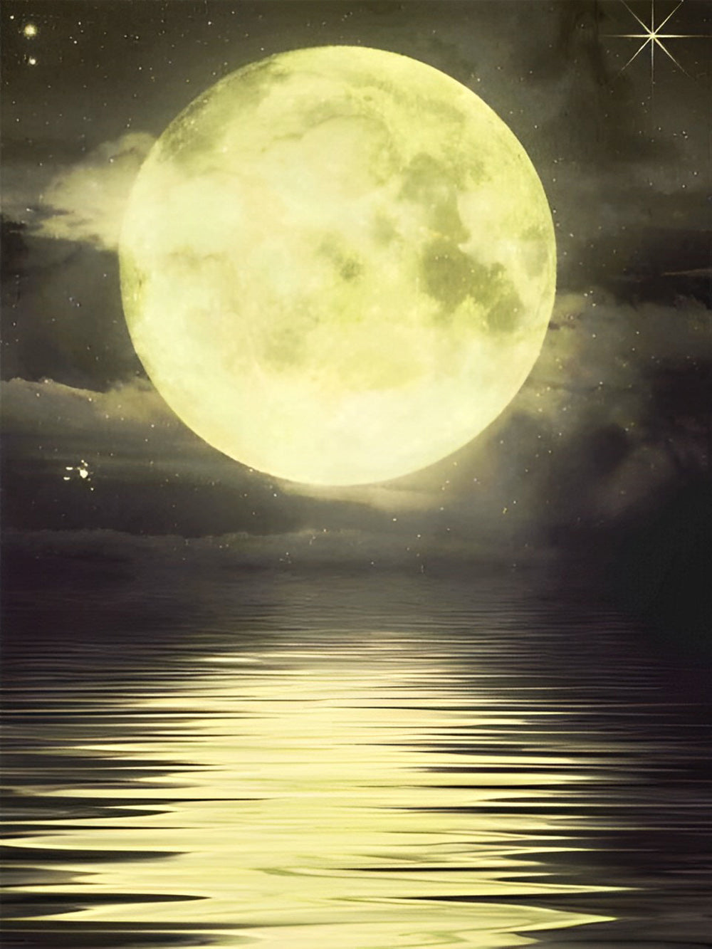 Moon and its Reflection in the Sea Diamond Painting