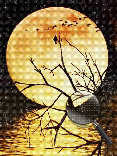 Moon and Dead Tree with Birds 5D DIY Diamond Painting Kits
