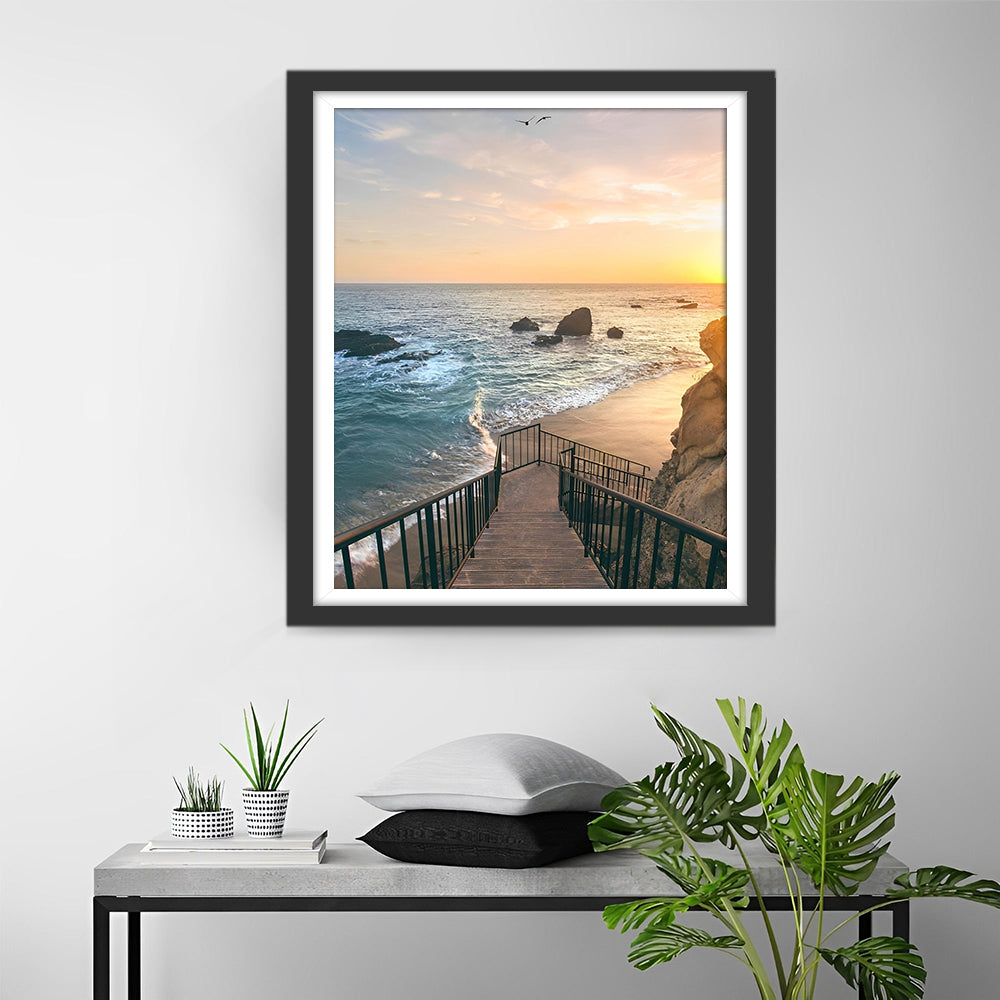 Sea Under the Setting Sun Diamond Painting