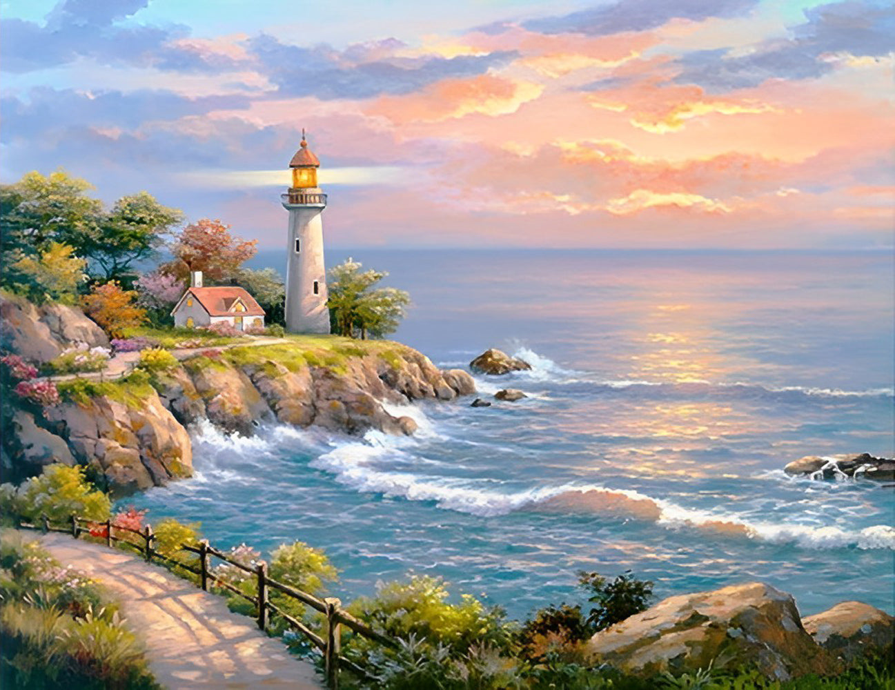 The Lighthouse and the Sea Diamond Painting