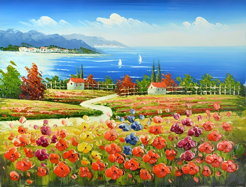 Sea and Flowers Diamond Painting