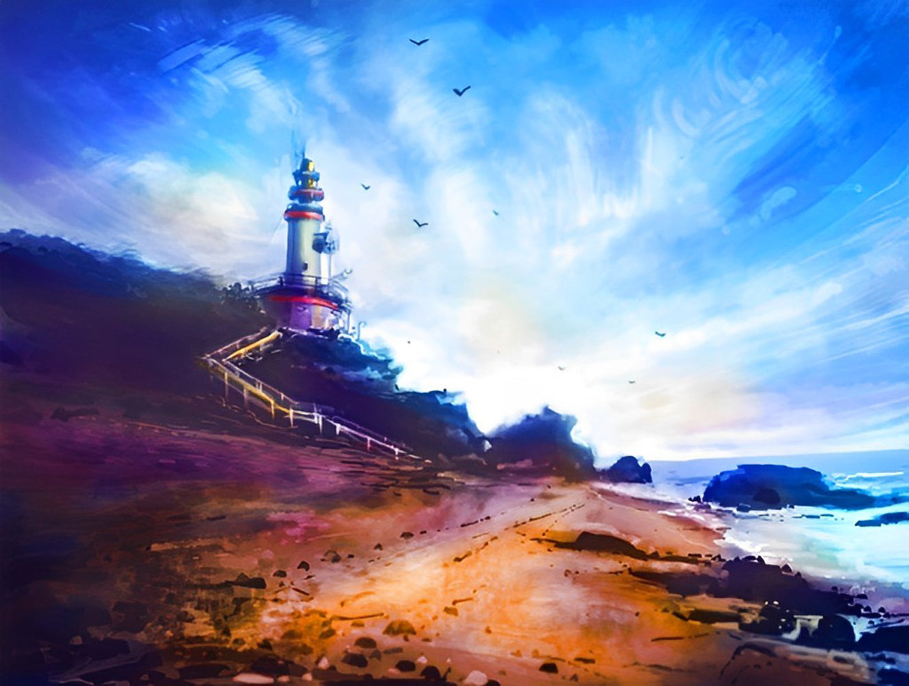 Lighthouse and Beach Diamond Painting