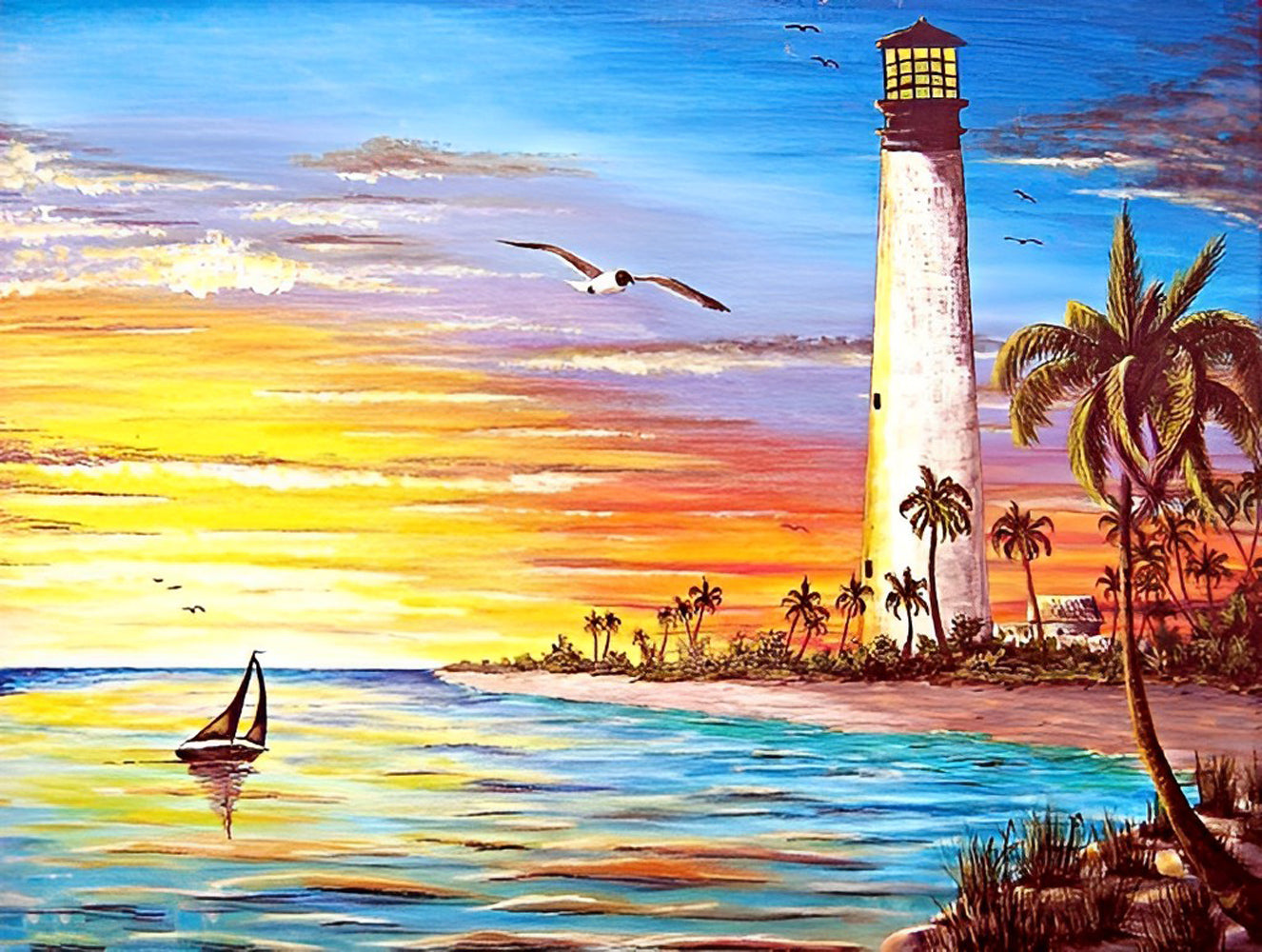 Seagull and Lighthouse Diamond Painting
