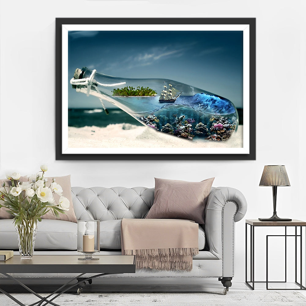 The Bottle at the Sea and the Ocean Diamond Painting