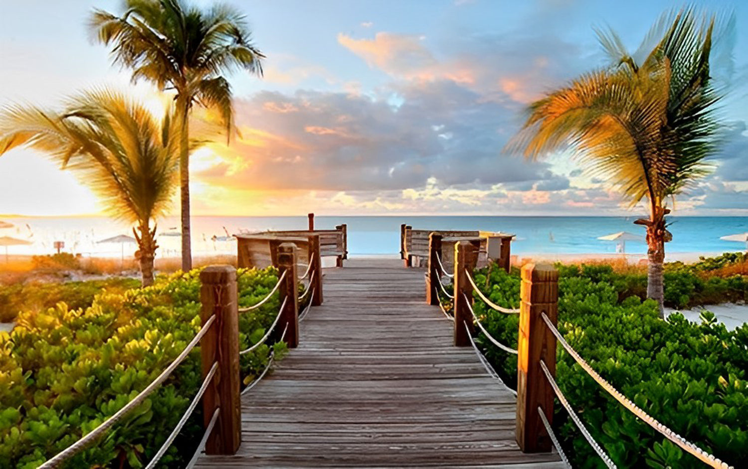 Wooden Bridge and the Sea Diamond Painting