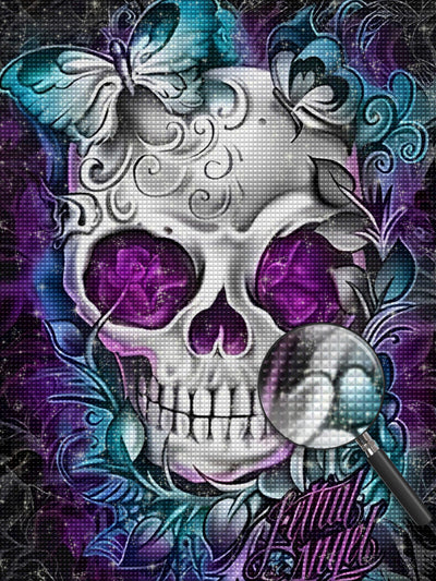 White Skull and Butterfly Diamond Painting