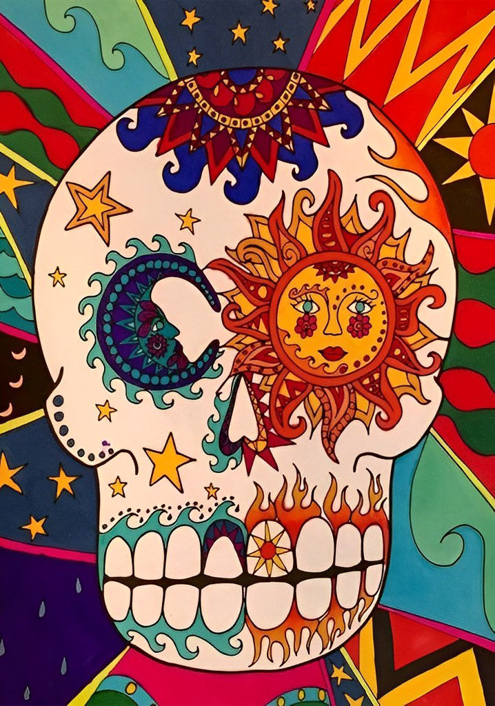 Skull Sun and Moon Diamond Painting