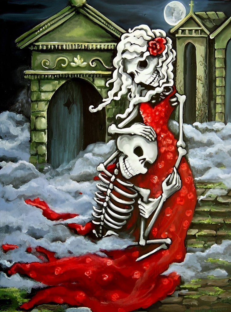 Skull in Red Dress Diamond Painting