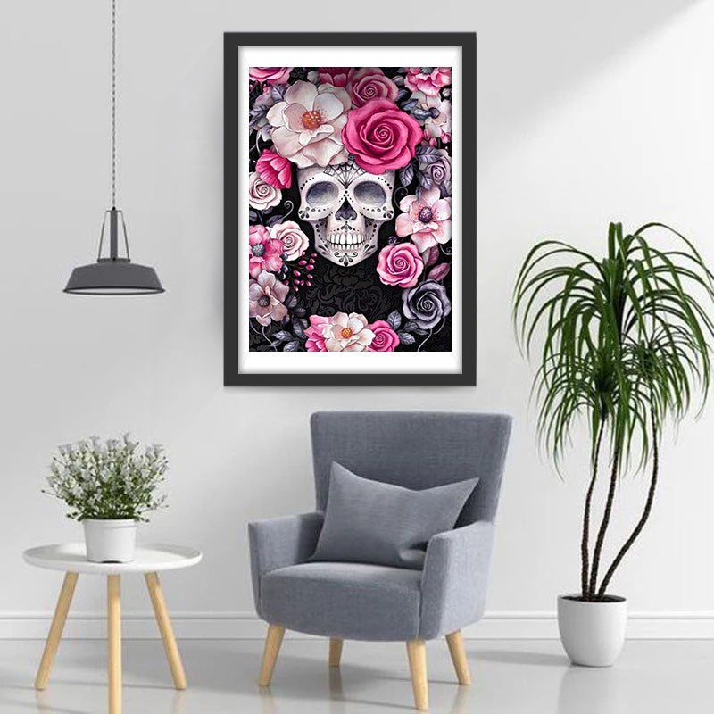 Skull and Flowers Diamond Painting