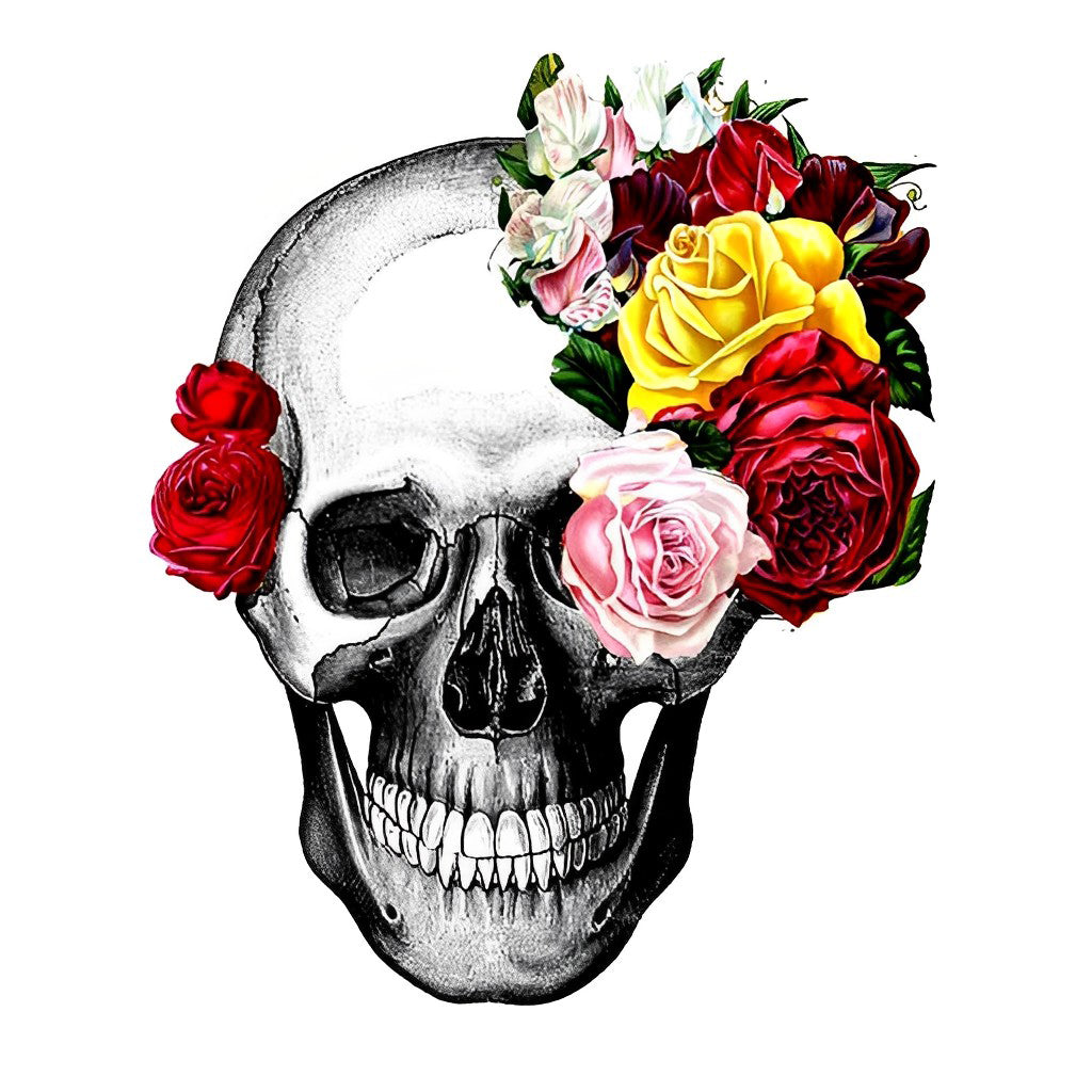 Skull and Various Roses Diamond Painting
