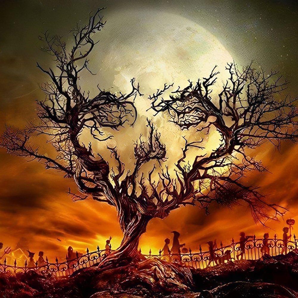 Dead Tree Skull and Moon Diamond Painting