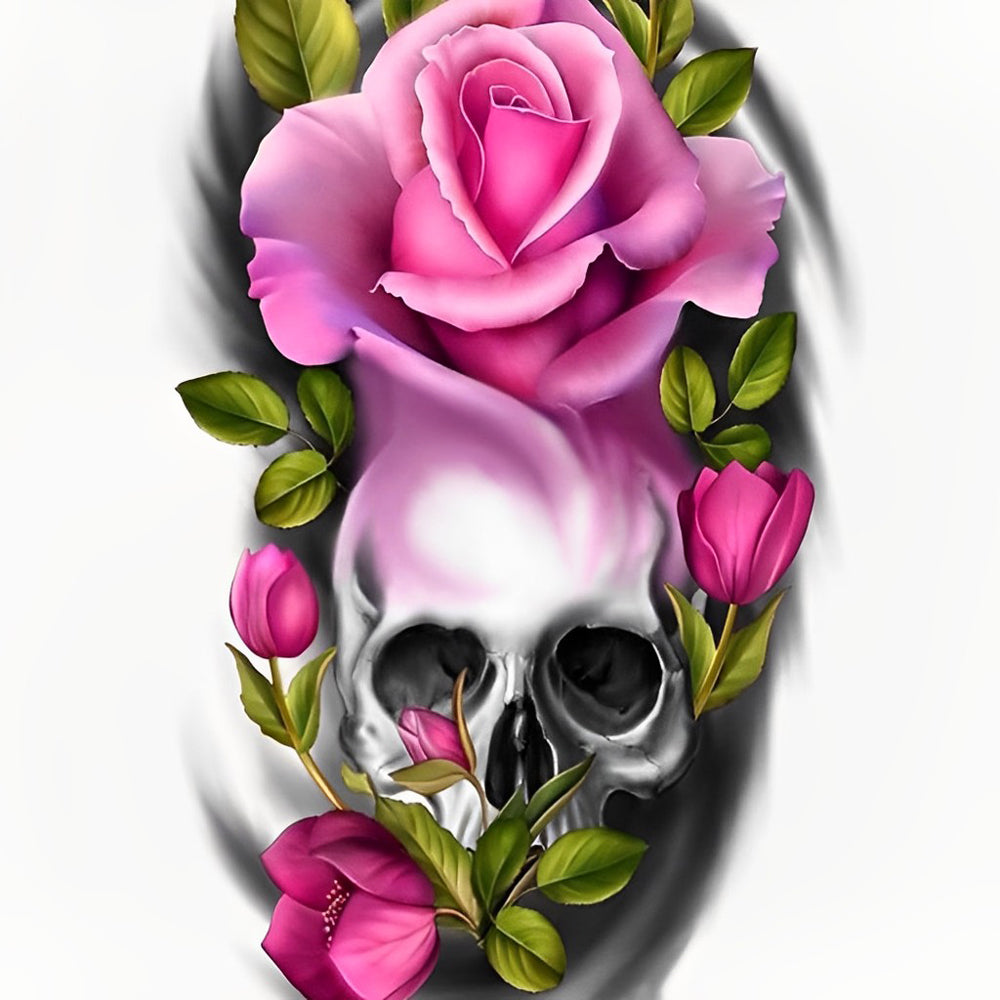 Skull with a Rose on the Head Diamond Painting