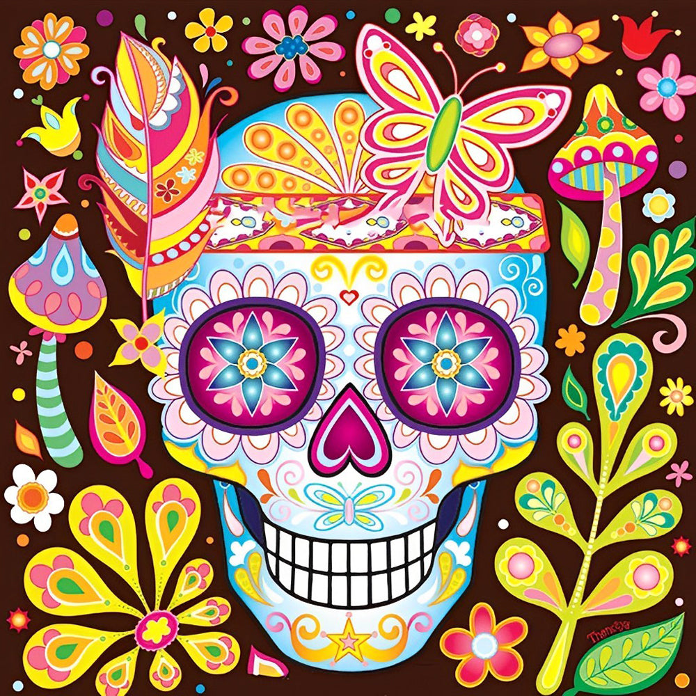 Skull Flowers Patterns Diamond Painting