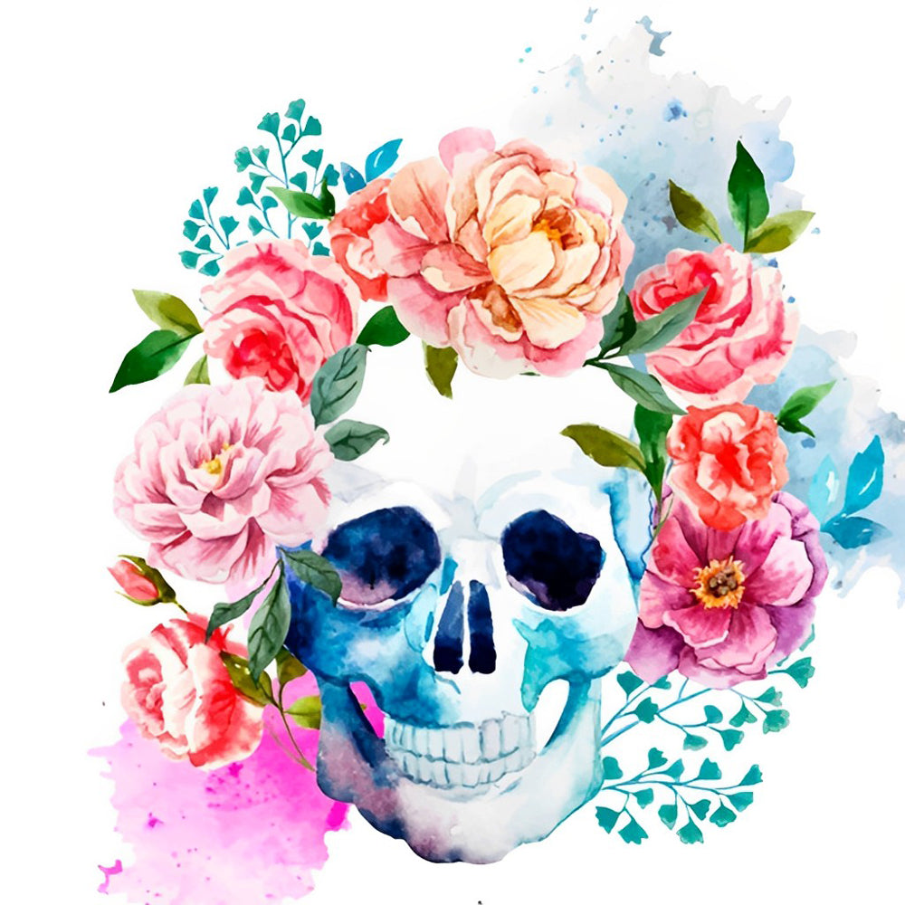 Smiling Skull and Peonies  Diamond Painting