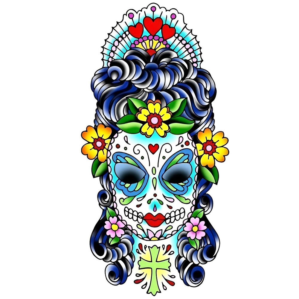 Skull Woman with Bun Diamond Painting