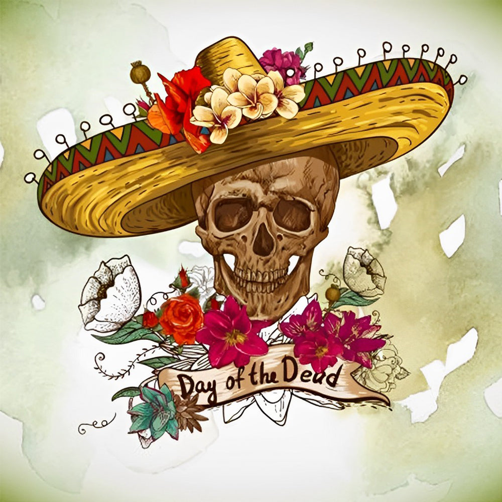 Skull with Cowboy Hat Diamond Painting