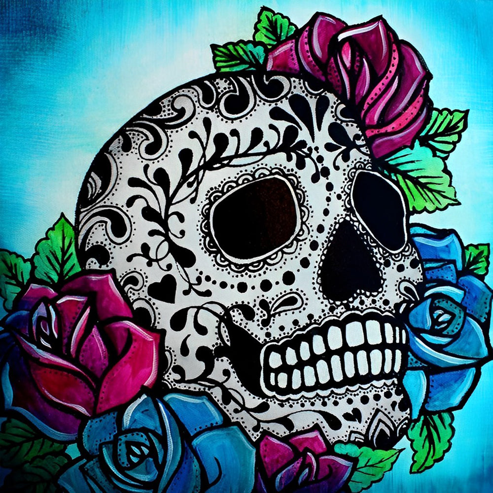 Skull Black and Pink Patterns Diamond Painting