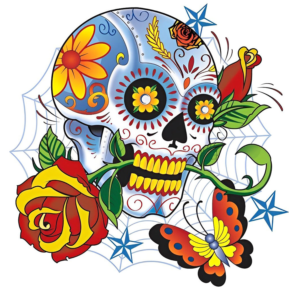 Skull and Spider Web Diamond Painting