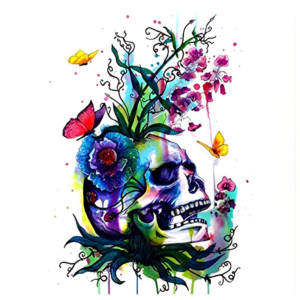 Skull, Flowers and Butterflies Diamond Painting