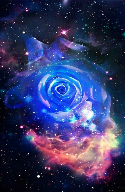 Starry Sky and Blue Rose Diamond Painting