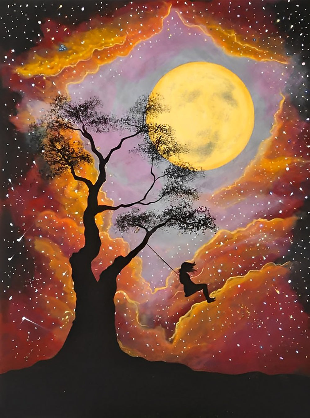 Yellow Clouds and Moon Diamond Painting