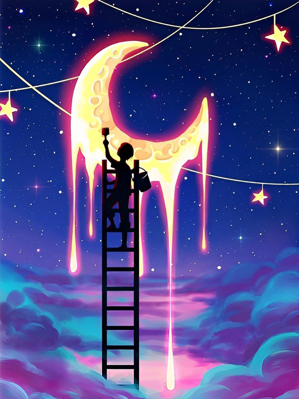 The Boy Drawing the Moon Diamond Painting