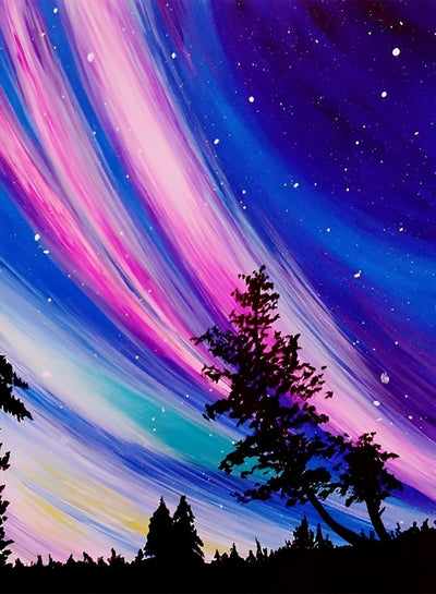 Starry Sky and Colorful Auroras 5D DIY Diamond Painting Kits