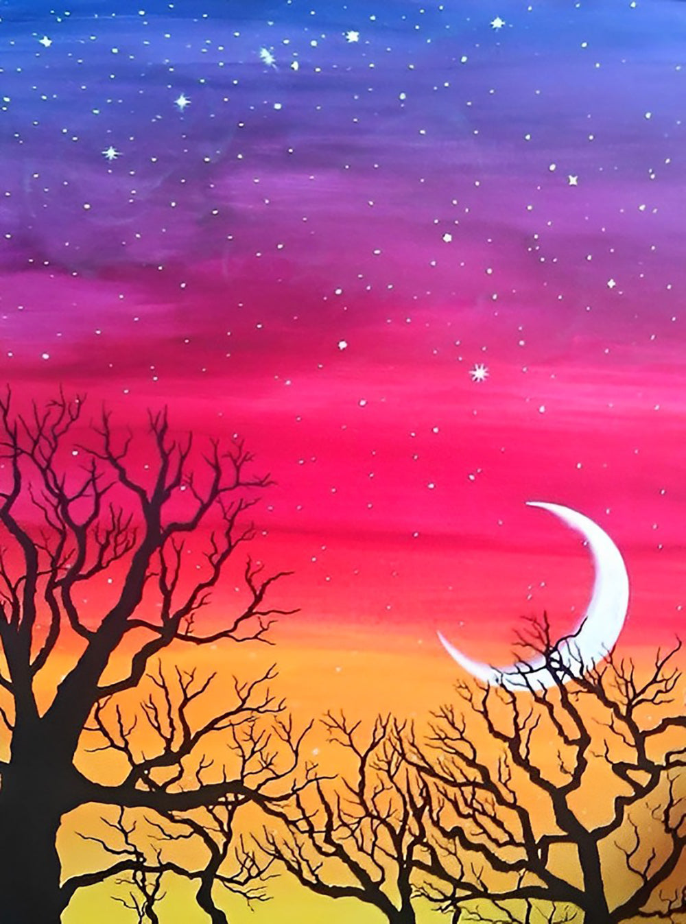 Multicolored Sky and Dead Trees Diamond Painting