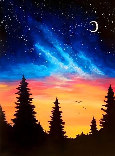 Pine Forest under the Starry Sky 5D DIY Diamond Painting Kits