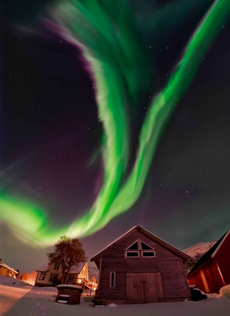 Cabin and Aurora Polar Diamond Painting
