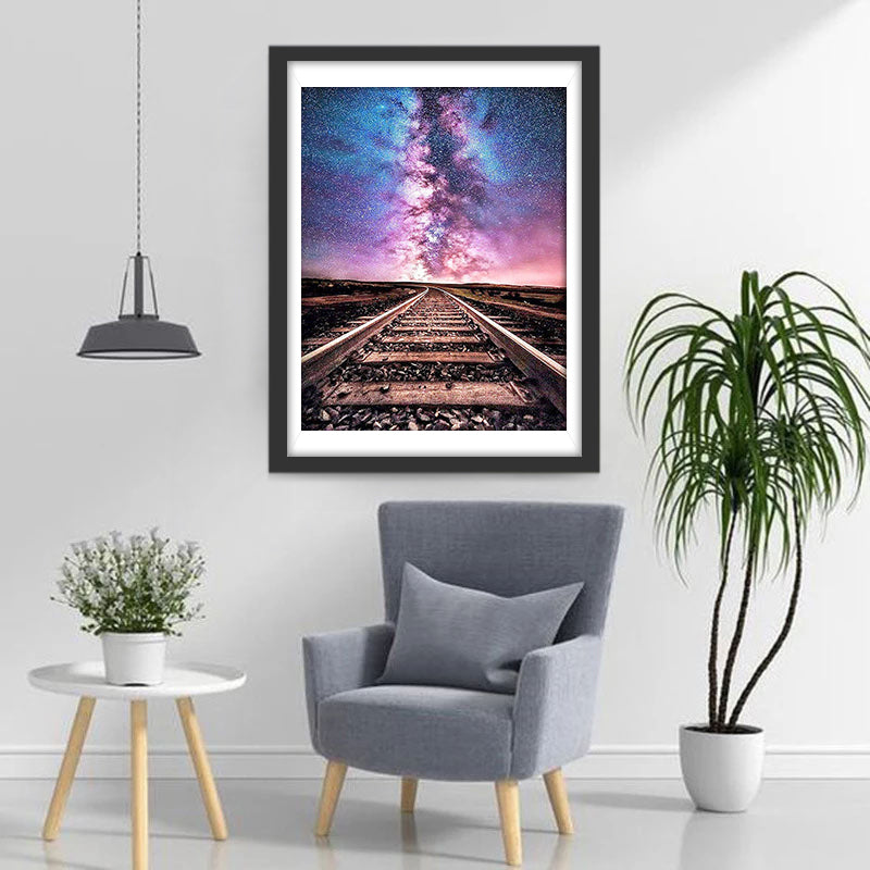 The Rails and the Starry Sky Diamond Painting