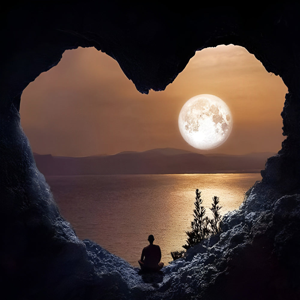 Man and Heart-Shaped Cave Diamond Painting