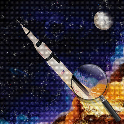 The Rocket and the Moon Diamond Painting