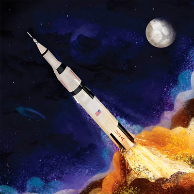 The Rocket and the Moon Diamond Painting