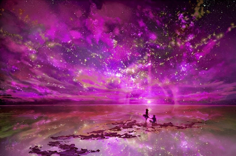 Pink Starry Sky and Couple Diamond Painting