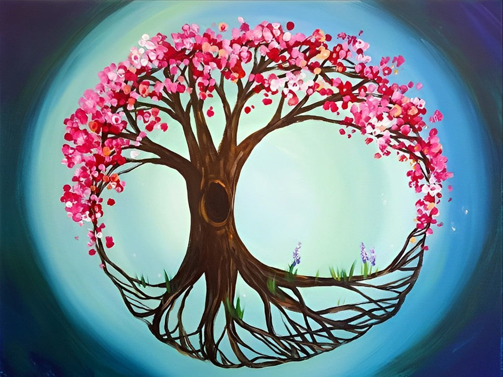 Tree of Pink Leaves Diamond Painting