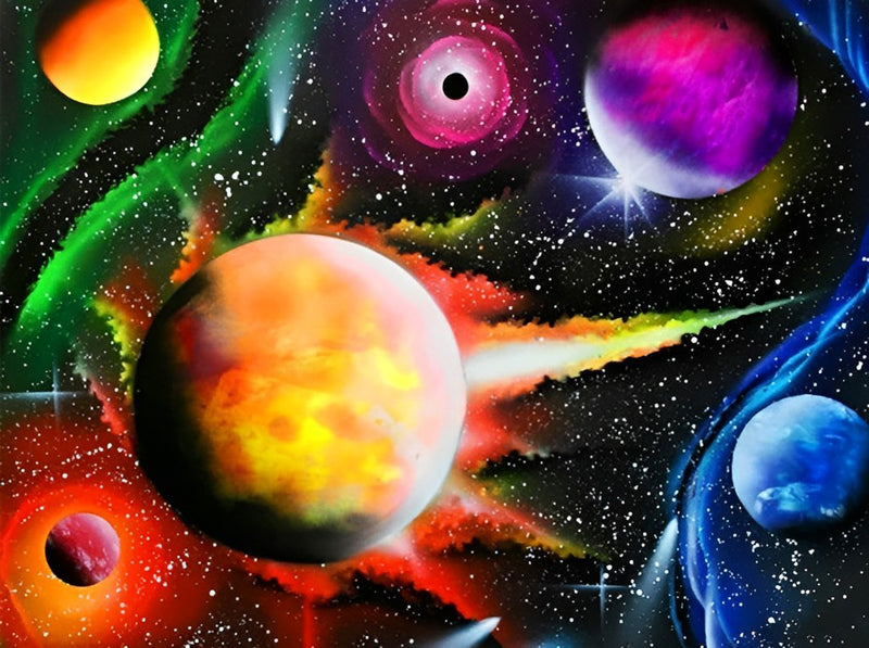 Multicolored Planets Diamond Painting