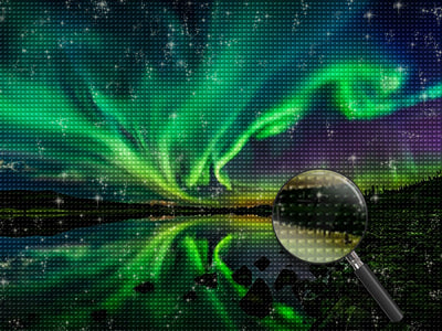 Starry Sky and Northern Lights with Lake Diamond Painting