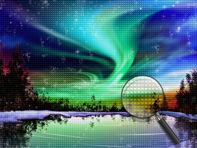 Starry Sky and Northern Lights with Lake Diamond Painting